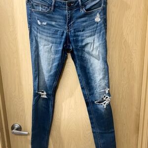 Hollister Blue Skinny Jeans with Distressed Details
